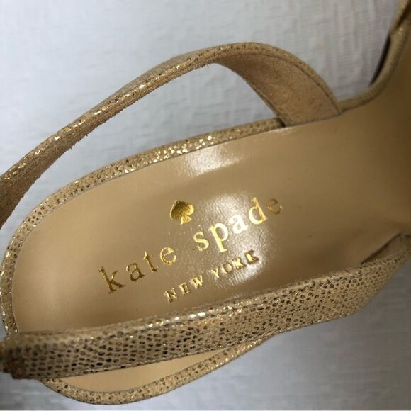 NEW Kate Spade Maribeth Gold Metallic Bow Slingback Pumps Sz 7 - Picture 13 of 14